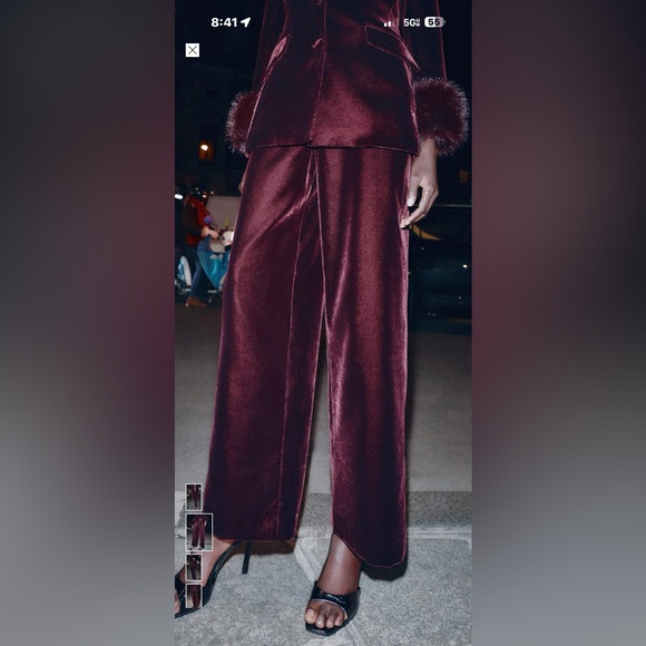 Zara Pants - Zara Deep Burgundy Velvet Women's Pants